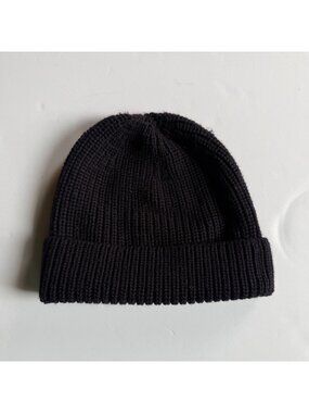COS Black Ribbed Knit Beanie Hat - One Size
